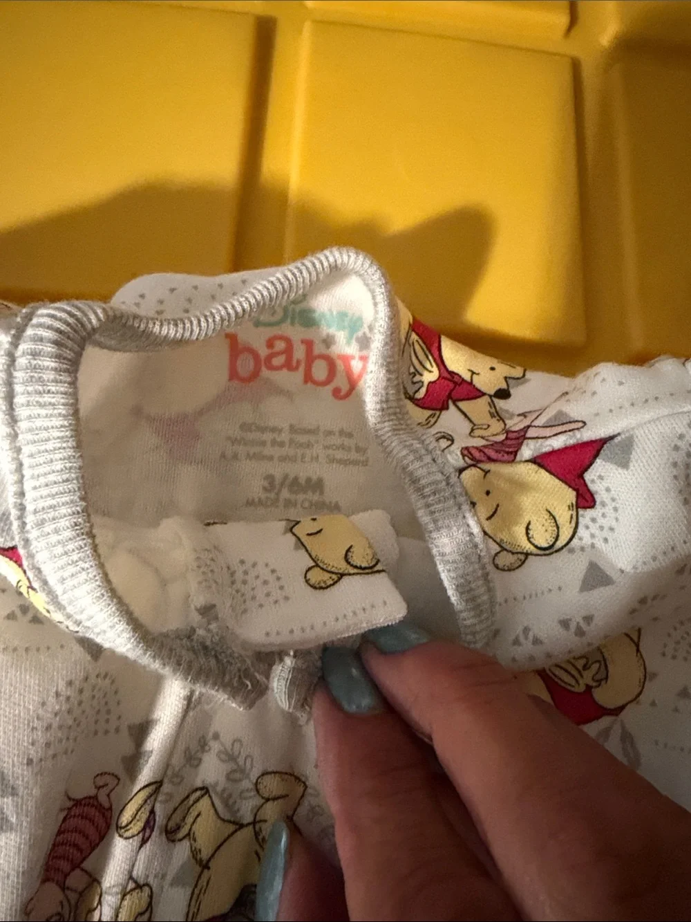 Disney Yellow & White Winnie the Pooh Footed One-Piece new with tags